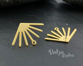 Gold Sun Stud Earrings, Gold Plated Sun Earring Posts, STMG08