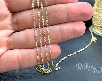 Gold Plated Cable Chain, 1.2mm Gold Cable Chain, Soldered Dainty Chain, 1 Meter