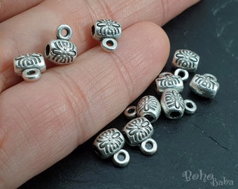 Tiny Silver Bead Bails, Silver Charm Holder Bails, 10pc