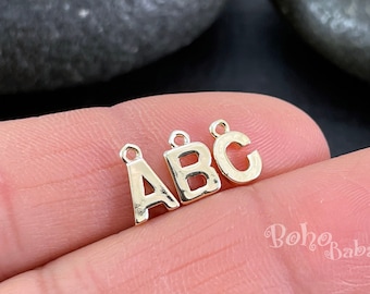 Gold Plated Initial Charms, Gold Alphabet Letter Charms, Initial Charms for Jewellery