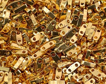 Miyuki Quarter Tila Beads, QTL-191, 24Kt Gold Plated, 5 Grams