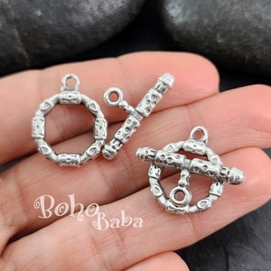Antikförsilvrad tribal-växellås-set, silveröglelås, tibetanskt halsbandslås, armbandslås-fynd