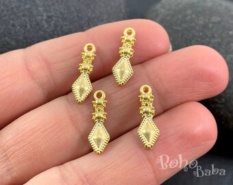 Gold Plated Tribal Spike Dangle Charms, Earring Findings