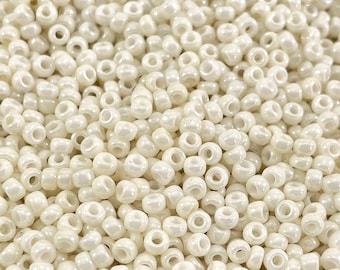 Miyuki Seed Beads, Round Rocailles 8/0, 421, Opaque Cream Ceylon, 10 Grams