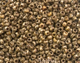 Miyuki Seed Beads, Round Rocailles 11/0, 4517, Opaque Brown Picasso, 10 Grams