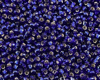 Miyuki Seed Beads, Round Rocailles 11/0, 0020, Silver Lined Cobalt, 10 Grams