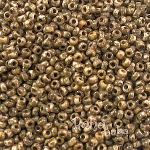 Miyuki Seed Beads, Round Rocailles 11/0, 4517, Opaque Brown Picasso, 10 Grams