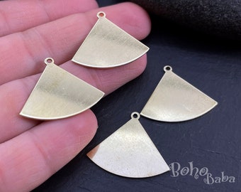 Brass Fan Charms, Brass Triangle Charm, Raw Brass Earring Charms, Triangle Stamping Blanks, Triangle Pendant, Brass Earring Findings, 4Pc