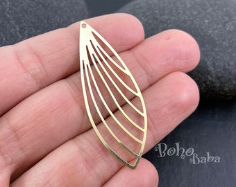Ottone libellula ala goccia fascino, fascino foglia di ottone grezzo, charms orecchino ala, risultati di taglio laser, MLRB113