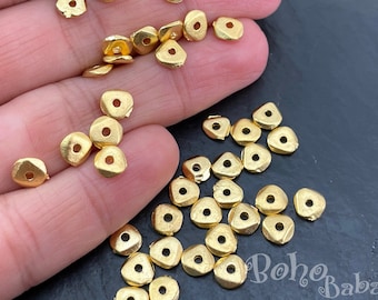 Gold Saucer Spacer Beads, Mini Round Beads, Gold Mala Jewelry Spacers, 20 Pc