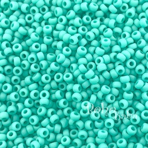 Cuentas de semillas Miyuki, Rocailles redondas 11/0, 412F, verde turquesa mate, 10 gramos