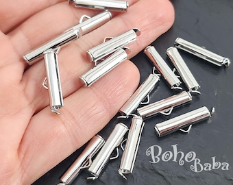 Tubos deslizantes Miyuki chapados en platino, clips deslizantes Miyuki de 20 mm, conectores de tubos para tejido de cuentas de semillas, cierres de cadena de bolas, 6 piezas