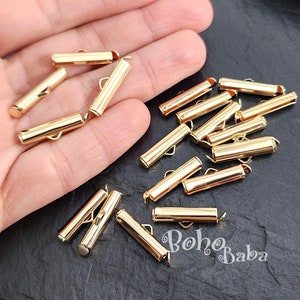 Tubos deslizantes Miyuki chapados en oro, clips deslizantes Miyuki de 20 mm, conectores de tubos para tejido de cuentas de semillas, cierres de cadena de bolas, 6 piezas