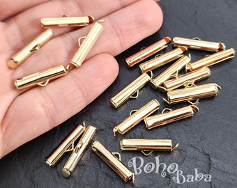 Tubos deslizantes Miyuki chapados en oro, clips deslizantes Miyuki de 20 mm, conectores de tubos para tejido de cuentas de semillas, cierres de cadena de bolas, 6 piezas