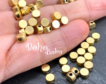 Matte Gold Plated Disc Slider Beads, 5mm Round Spacers (10 Pc)