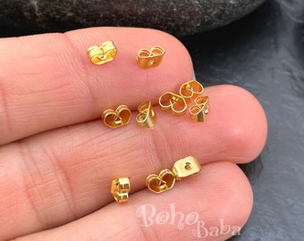 Gold Plated Butterfly Earring Backs, Gold Earring Push Fit Scroll Back Blanks