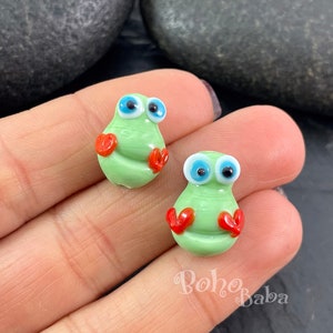 Lampwork Frosch, handgemachter Froschanhänger aus Muranoglas, 1 Stk