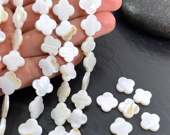 Mother of Pearl Clover Beads, Natural Freshwater Flower Beads