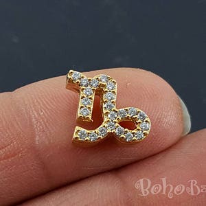 Capricorn Charms, Pave Zodiac Charms, Zodiac Pendants, Cubic Zirconia, Gold Zodiac Charms, Horoscope Charms, Star, Constellation Necklace
