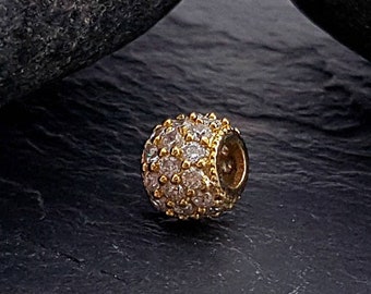 Zircon Gemstone Pave Round Donut Ring 22mm Spacer Bracelet Connector Charm Beads 