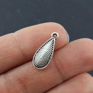 Silver Teardrop Charms, Tribal Teardrop Charms, Mini Teardrop Earring Dangles, 10 Pc