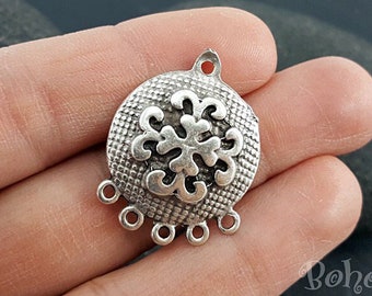 Connecteur multibrins, Accessoires de bijoux tribaux, Boucles multiples en argent, Élément de boucle d'oreille lustre, Accessoires de boucles d'oreilles, Accessoires ethniques, 2 pièces