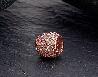 Cuentas micropavé chapadas en oro rosa, bolas pavé de 6 mm, espaciador de diamantes de imitación, bola Shamballa de circonita