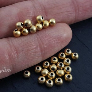 Gold Ball Beads, 4mm Ball Spacer Beads, Round Gold Beads, Gold Jewelry Spacer, 25pc
