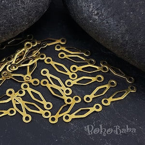 Diamond Charms, Tribal Brass Charm, Raw Brass Diamond Connectors, Brass Findings, Geometric Jewelry, Raw Brass Connector, 40 Pc
