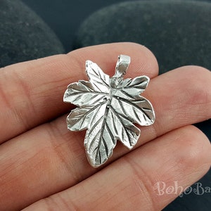 Leaf Pendant, Silver Leaf Pendant, Silver Leaf, Leaf, Silver Jewelry Findings, Silver Leaf Necklace, Silver Leaf Charms, 2 pcs image 1