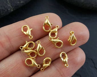Matte Gold Plated Lobster Clasps, Parrot Trigger Clasps (10x6mm, 501)