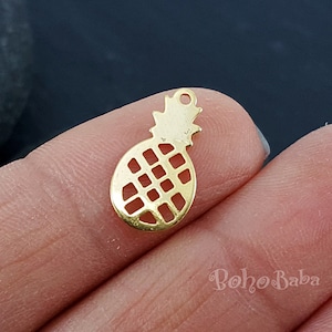 Mini Ananas Charms, Pineapple Charms, Gold Ananas Charms, Mini Pineapple Charms, Dainty Jewelry Findings, Delicate Pineapple Charms, 3pc