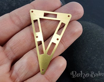 Raw Brass Triangle Connectors: Geometric Jewelry Pendants - 10 Pc