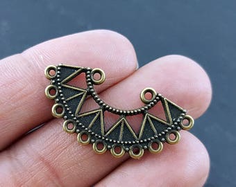 Bronze Plated Multi Strand Connectors, Chandelier Earring Connectors, Multi Link Connectors, 2 Pc
