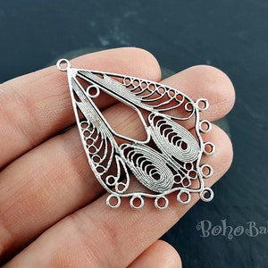 Silver Plated Filigree Pendants Filigree Chandelier Earring Components Oriental Tribal Jewelry Findings Silver Jewelry Findings 2pc Etsy