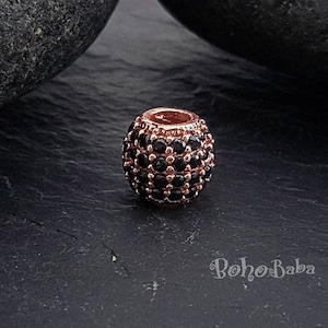 Rose Gold Micro Pave Beads, Rhinestone Ball Beads, Shamballa Ball Bead, Zirconia Spacer Beads