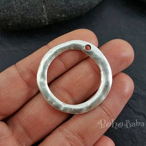 Round Loop, Silver Hoop Pendant, Closed Loop, Silver Connector, Metal Link, Round Connector, Silver Loop Pendant, Connector Hoop, 2 Pc