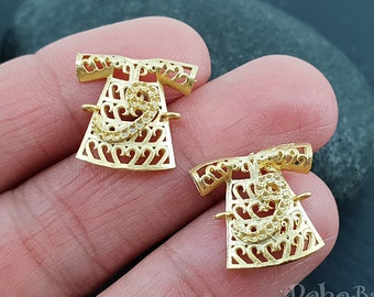 Ciondoli caftano d'oro, ciondoli connettori caftano, ciondoli abito caftano turco ottomano, 4 pezzi