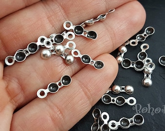 40 pc, Silver Plated Fold Over Ball Chain Clasps, Knot Crimps, Silver Plated Crimps, Ball Chain Clasps, Jewelry Supplies, Silver Findings
