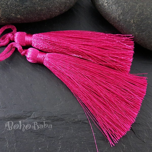 Mexican Pink Tassel, Silk Tassel, Thread Tassel, Tassel Findings, Tassel Necklace, Jewelry Supplies, Tassel Jewelry, 2pc