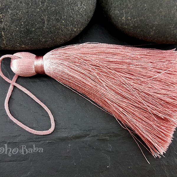 Rose Pink Tassel, Large Tassel, Silk Tassel, Thread Tassel, Pendant Tassel Findings, Tassel Necklace, Jewelry Supplies, Tassel Jewelry, 1pc