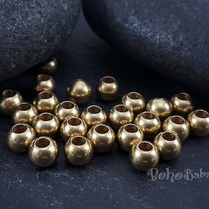 Solid Brass Ball Beads, Brass Ball Spacer Beads, Raw Brass Beads, 6mm Raw Brass Balls, Brass Findings, Brass Spacers, 25 Pc