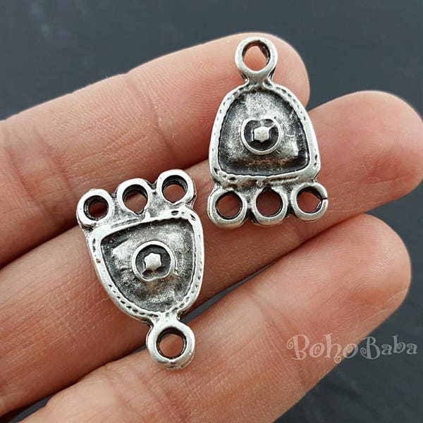 Multi Strand Connector, Tribal Jewelry Findings, Silver Multi Loop, Chandelier Earring Component, Earring Findings, Ethnic Findings, 4 Pc