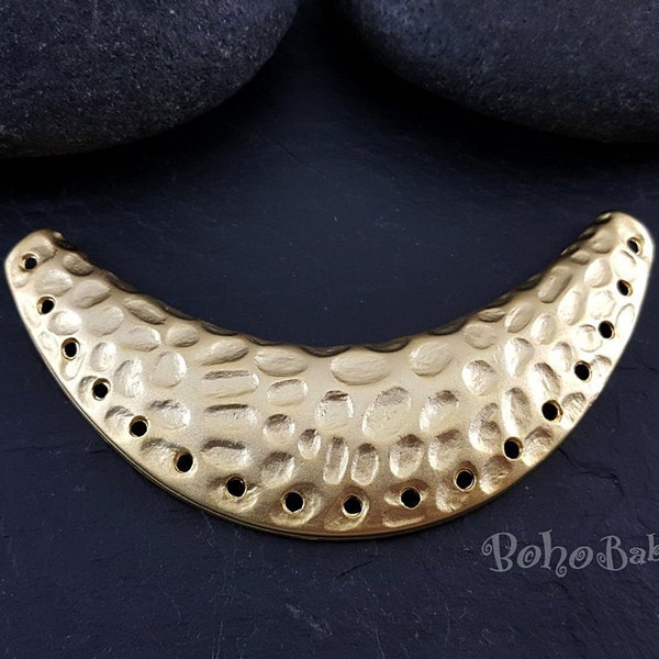 Gold Collar Necklace Connector, Large Collar Necklace, Hammered Gold Necklace Components, Multistrand Connector, Tribal Jewelry