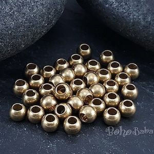 Raw Brass, Ball Spacer Beads, Raw Brass Balls, Brass Findings, Solid Brass Balls, 5mm, Brass spacers, 20 Pc
