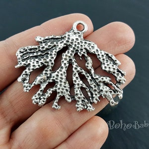 Silver Coral Branch Charm, Large Coral Pendant