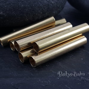 Abalorios de tubo grande, tubos espaciadores, (6x35 mm), tubos de latón crudo, abalorio de tubo liso, espaciadores de abalorios de tubo, suministros de joyería, fornituras de latón, 8 piezas