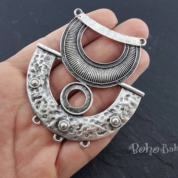 1Pc, Collar Necklace, Tribal Necklace,  Jewelry, Pendant Connector, Collar Pendant, Necklace Component, Large Silver Pendant, Ethnic Jewelry