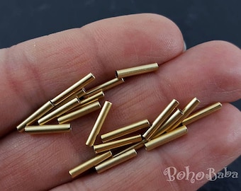 Gold Plated Tube Beads, 2x10mm Gold Spacer Tubes, 20pc