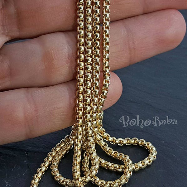 Gold Chain, Gold Plated Chain, Gold Link Chain, Matte Gold Plated, Necklace Chain, Bracelet Chain, Belcher Chain, Gold Chain, Rolo Chain